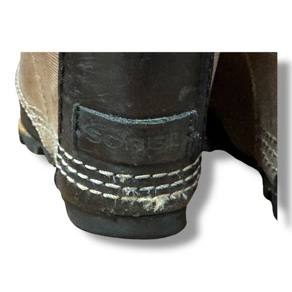 Sorel PDX Wedge Bootie Black Tan Leather Canvas Waterproof Lace Up Women's Sz 9 - Picture 10 of 10